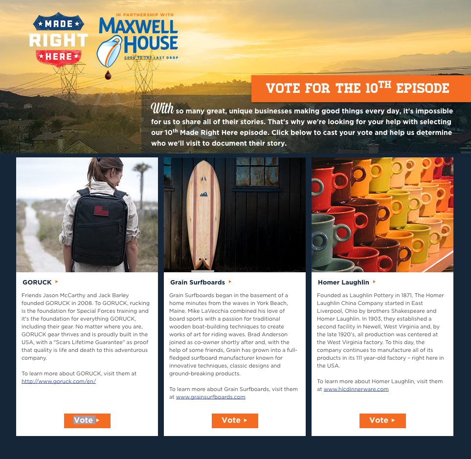 Made Right Here – Vote to See GORUCK Featured By Our Friend (and GRT) Joe