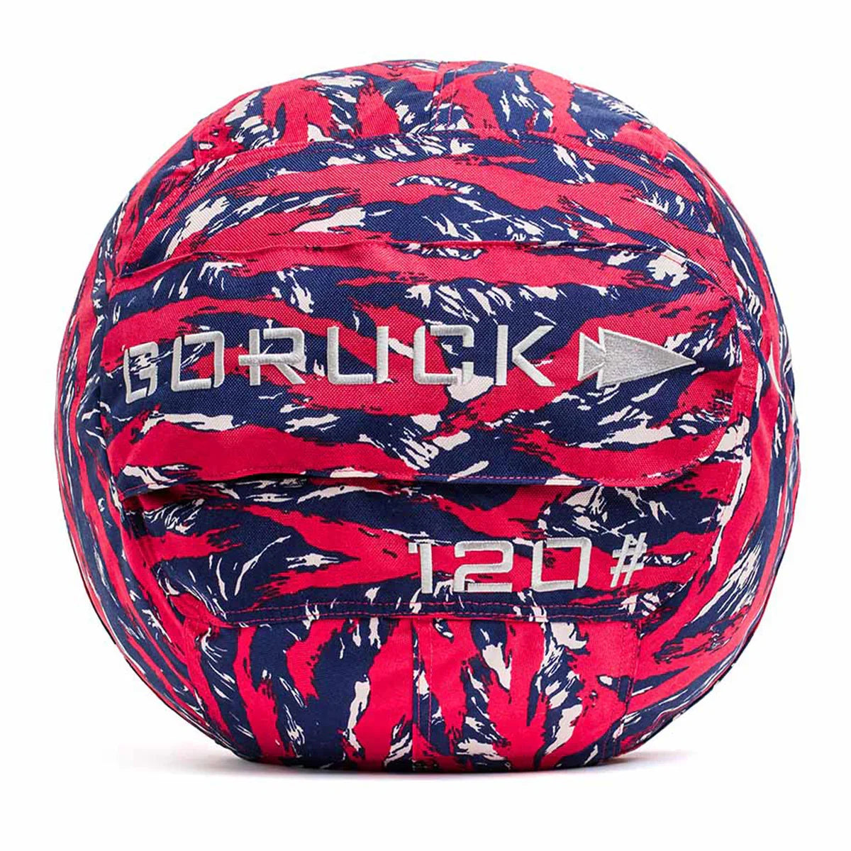 GORUCK 120 lb weighted sandbag with red, navy, and white camouflage pattern for tough rucking training