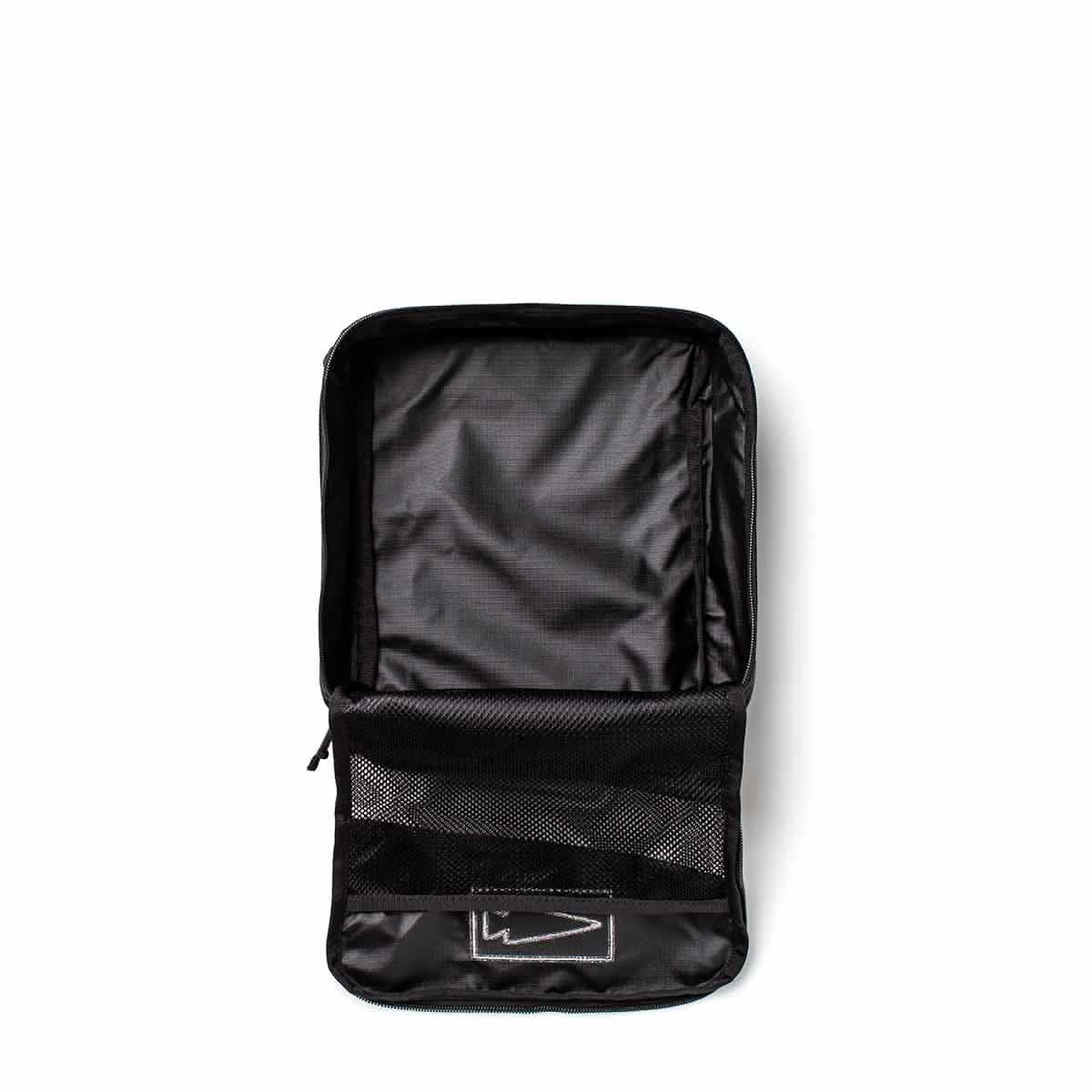 GORUCK black rucking gear pouch open to show spacious interior and mesh zip pocket