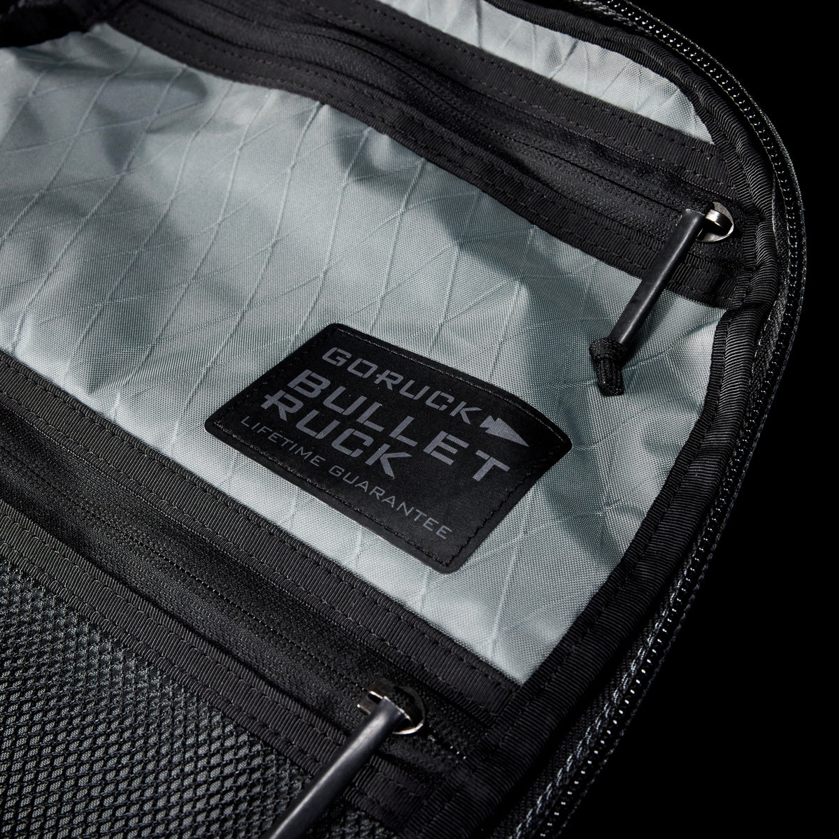 Close-up of the Bullet X-PAC daypack interior with a visible