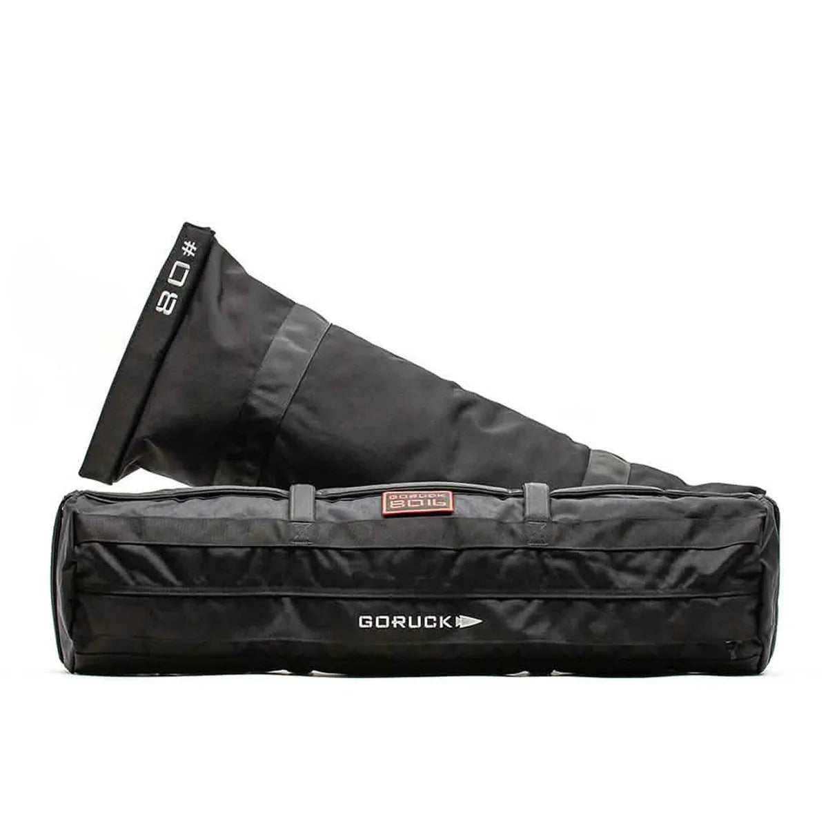 GORUCK 80LB sandbag kit with filler bag, black durable rucking gear on white background