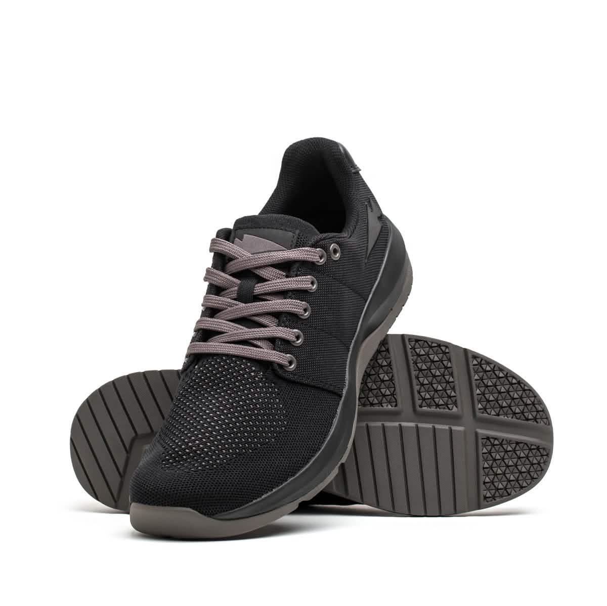 GORUCK ballistic trainers in black with charcoal accents, lightweight mesh, reflective logo, and durable sole