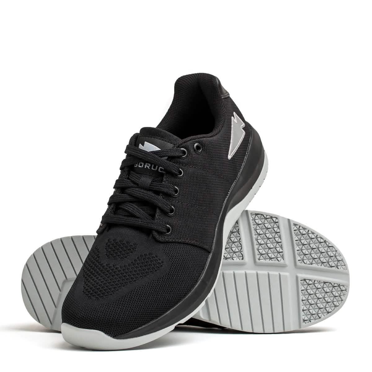 GORUCK Ballistic Trainers black athletic shoes with glacier grey sole on white background