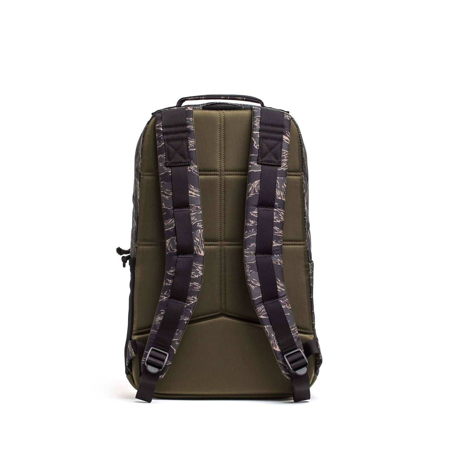 GORUCK Basic Rucker 17L backpack with tiger stripe padded straps and olive green back panel