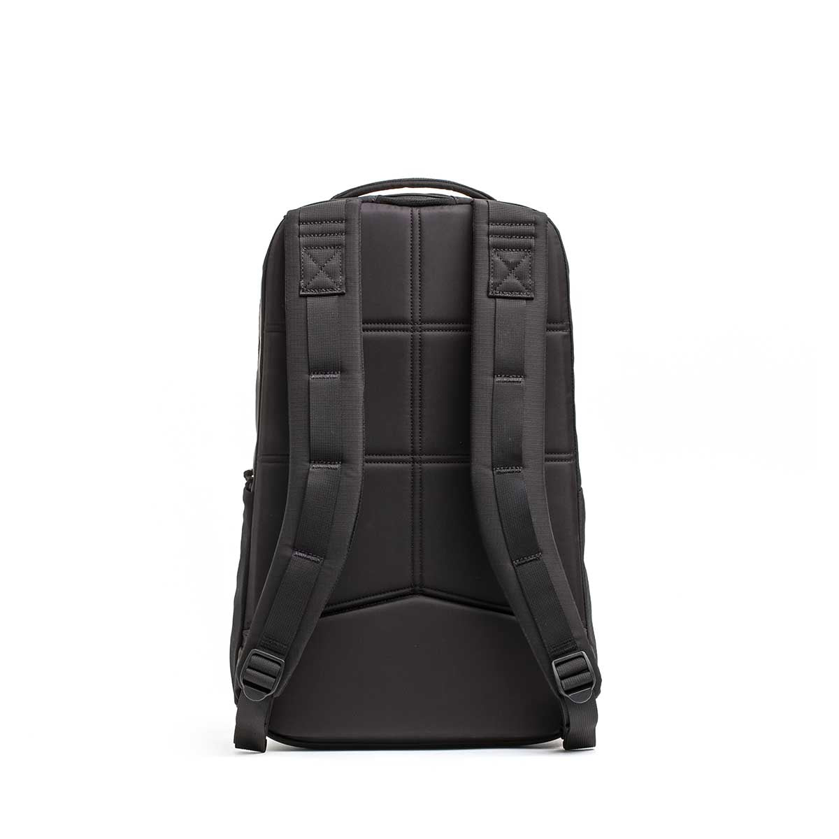 Black Basic Rucker® backpack shown from the back with padded shoulder straps and a top handle on a white background—ideal as a weighted rucksack for your next adventure.