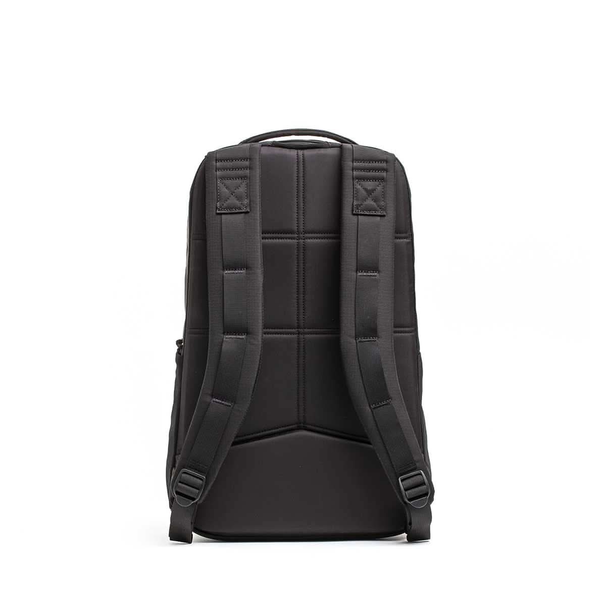 Black Basic Rucker® backpack shown from the back with padded shoulder straps and a top handle on a white background—ideal as a weighted rucksack for your next adventure.