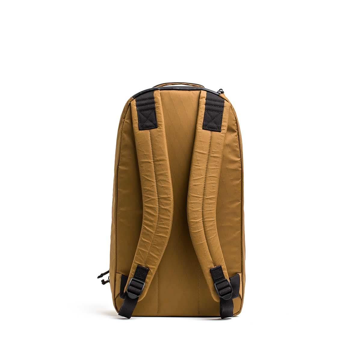 GORUCK tan rucksack with padded straps, durable backpack for rucking and outdoor gear