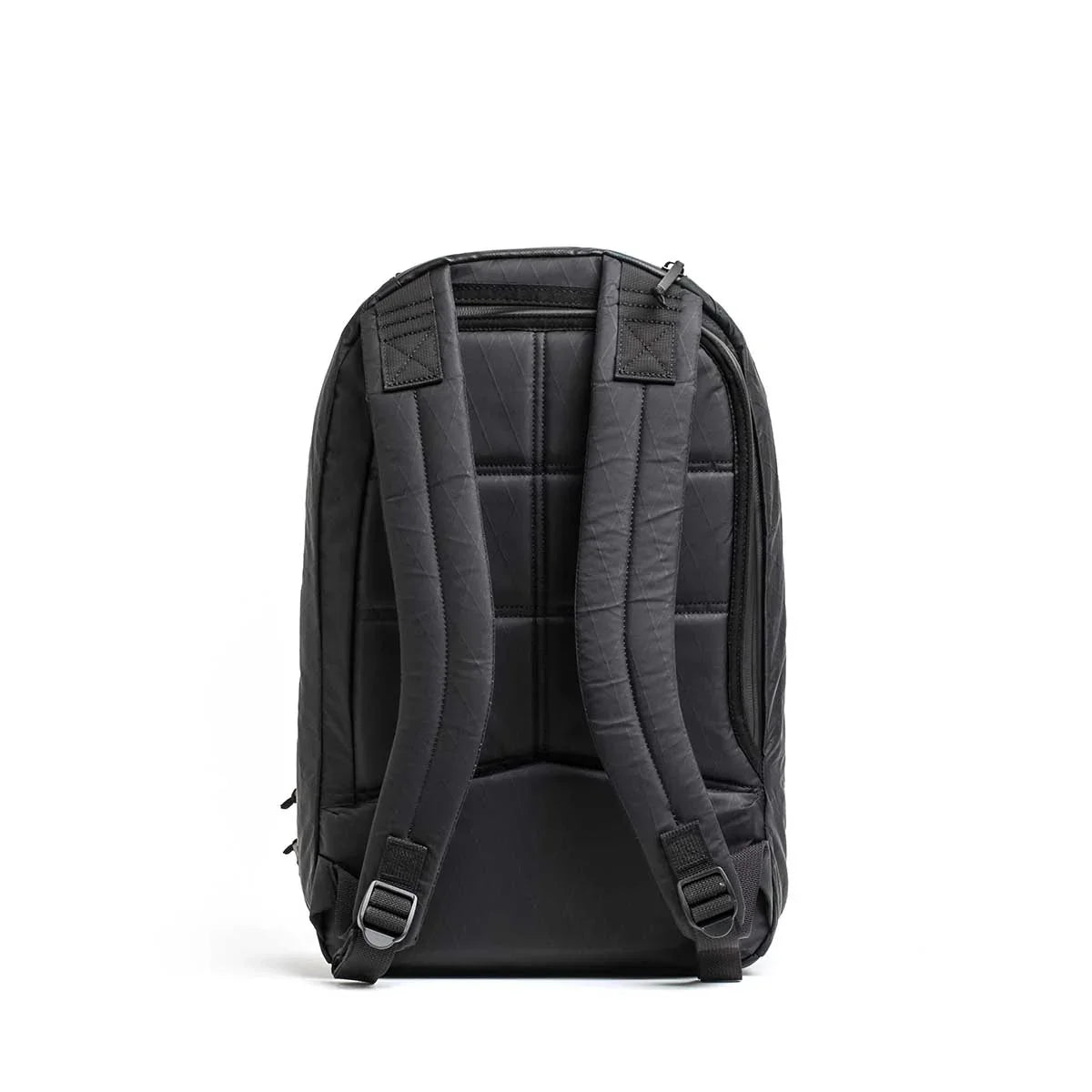 GORUCK black Bullet 16L backpack with padded straps and rugged back panel, rear view