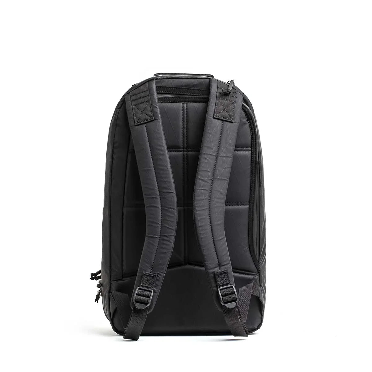 GORUCK black Bullet 18L backpack with padded straps and laptop compartment, rear view