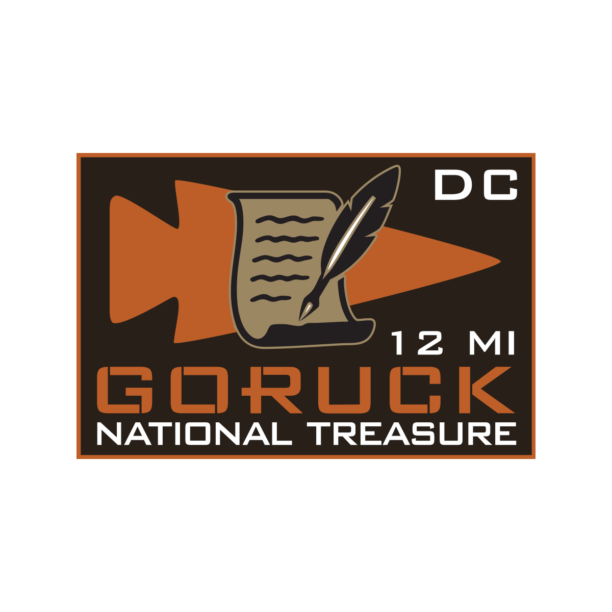 The National Treasure Ruck - DC 4/24-4/25 patch features a DC logo with scroll, quill, and arrow,