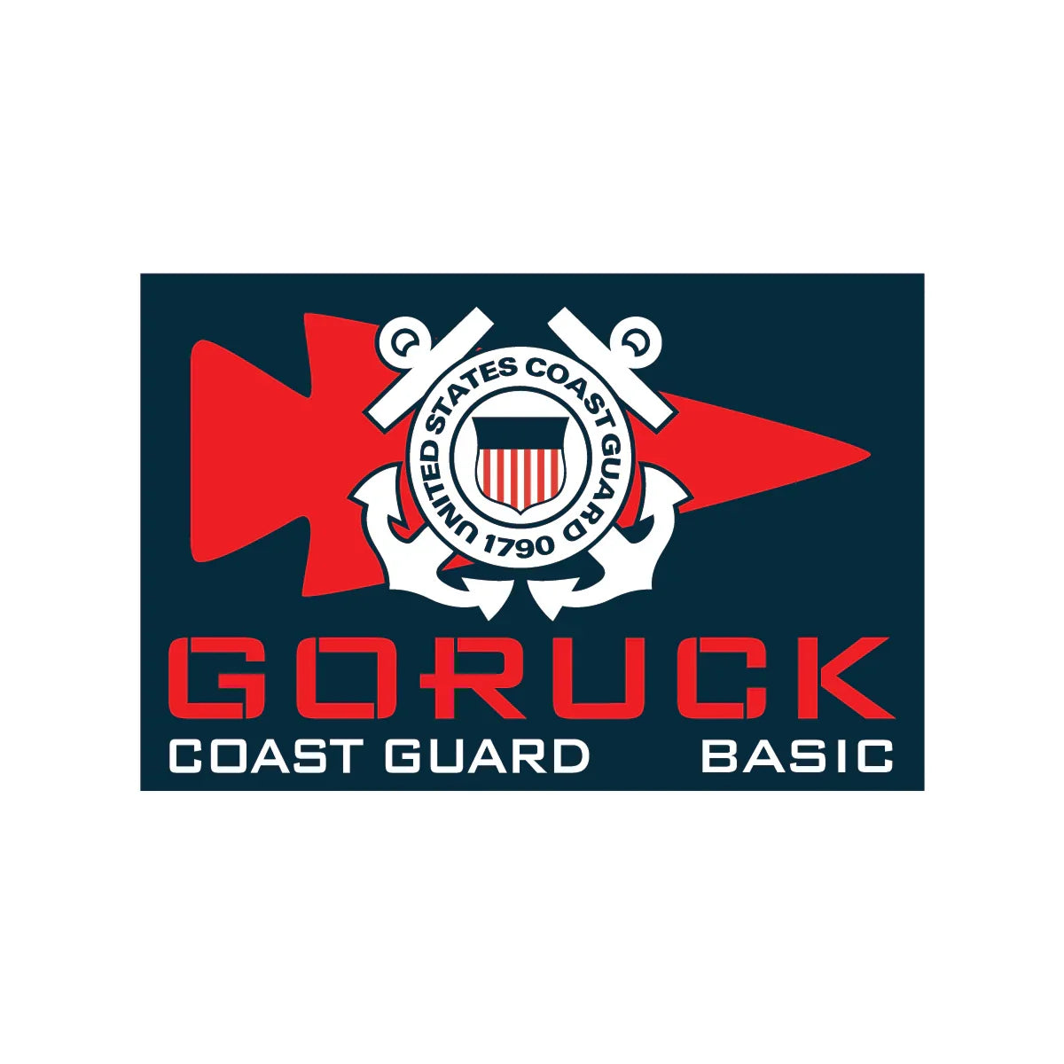 GORUCK Coast Guard Basic patch with United States Coast Guard emblem and red arrowhead on navy background
