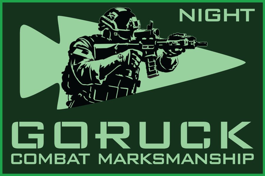 A soldier aiming a rifle at night with the text “Capstone Tactical Weekend 2027” in green tones, capturing the intense focus of a tactical training session during a weekend event in Greenville.