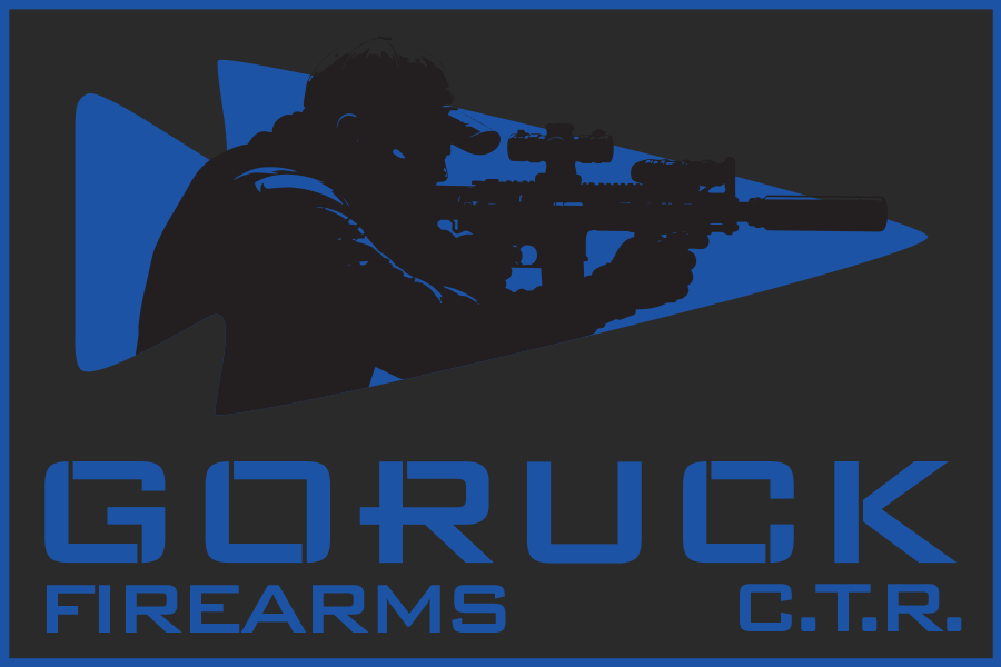Silhouette of a person with a rifle and scope, with blue text: