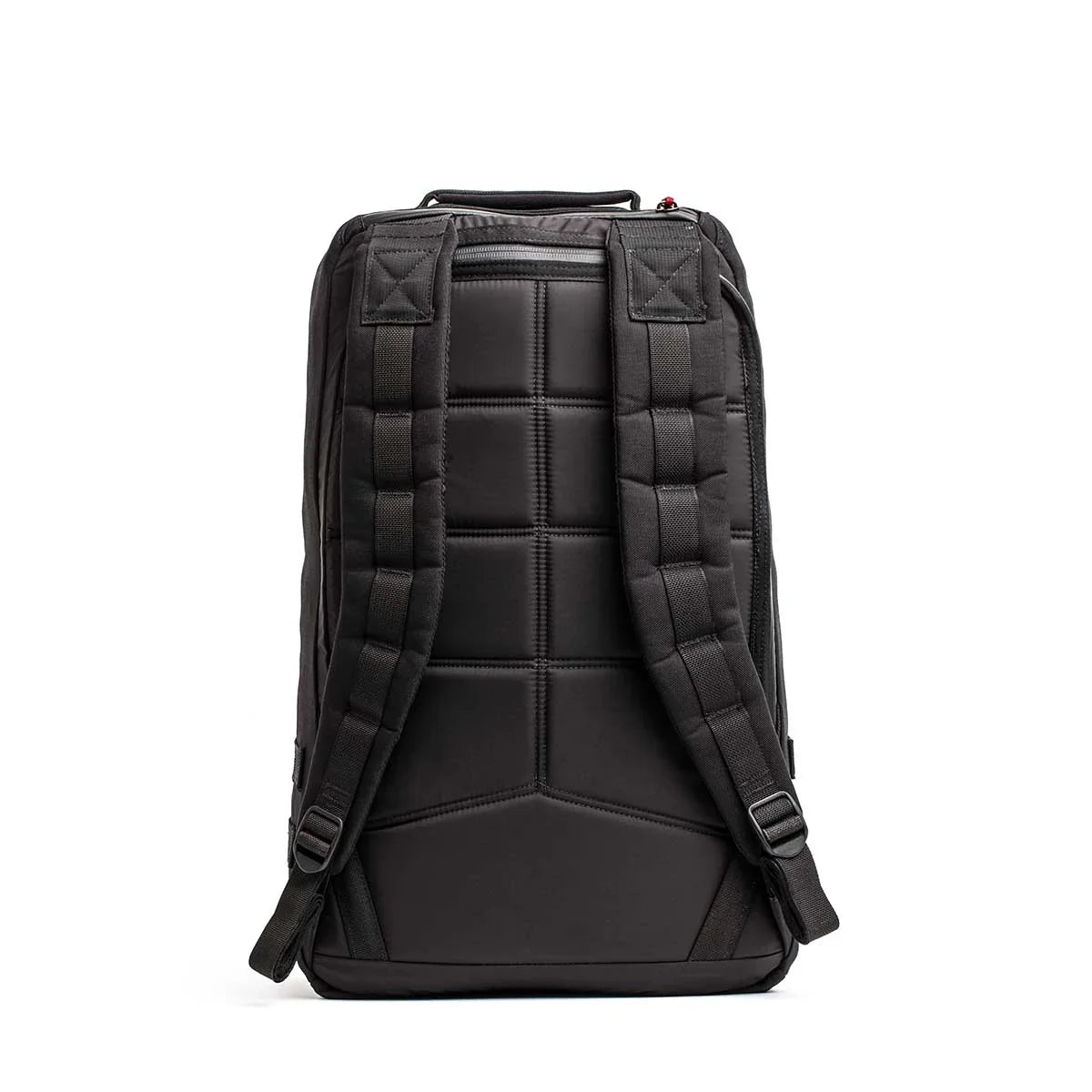 GORUCK GR1 26L black rucksack with padded straps and durable back panel on white background