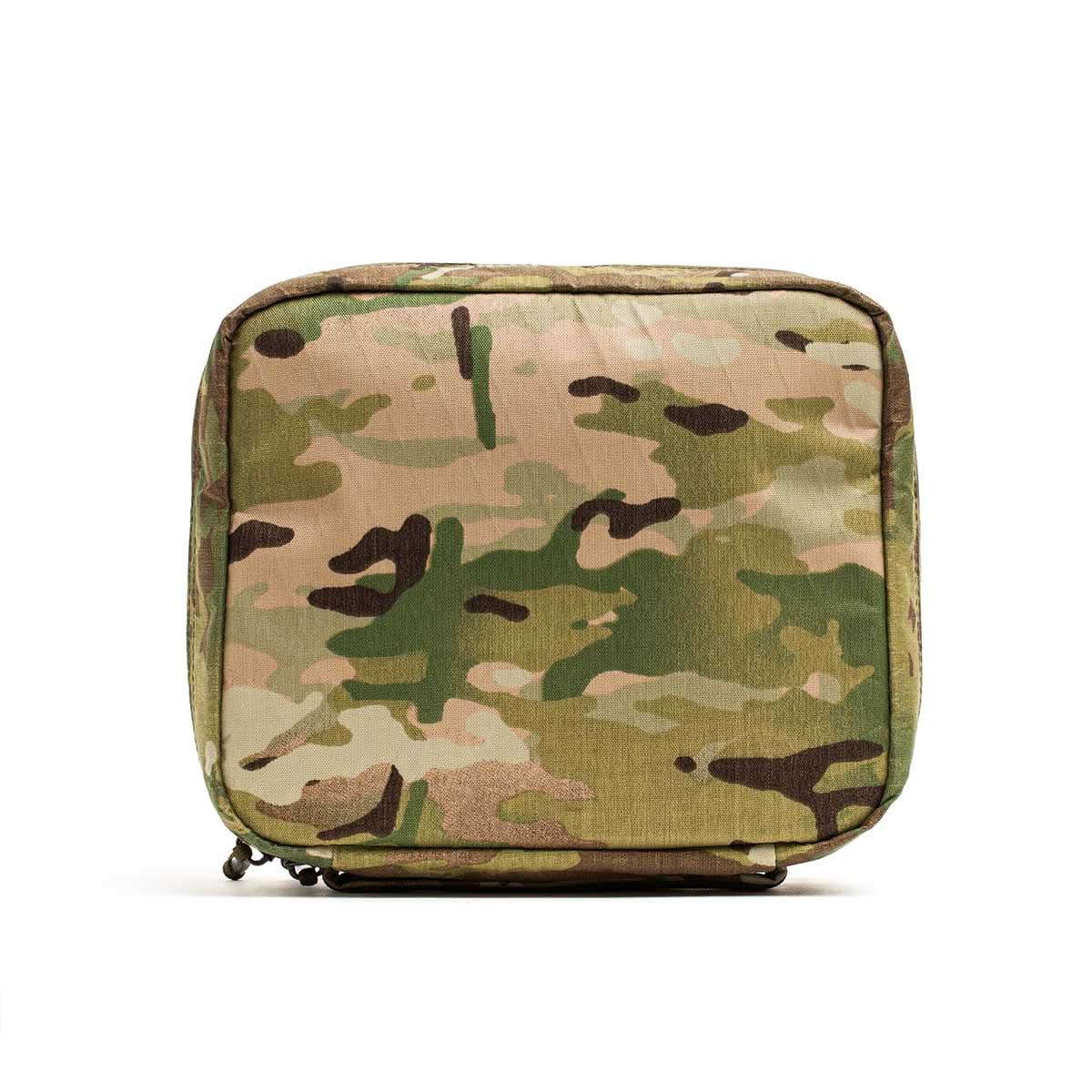 The GR2 Field Pocket - X-PAC is a square camouflage pouch with AquaGuard zippers, made from waterproof fabric, perfect as an electronics organizer. Shown on a plain white background.