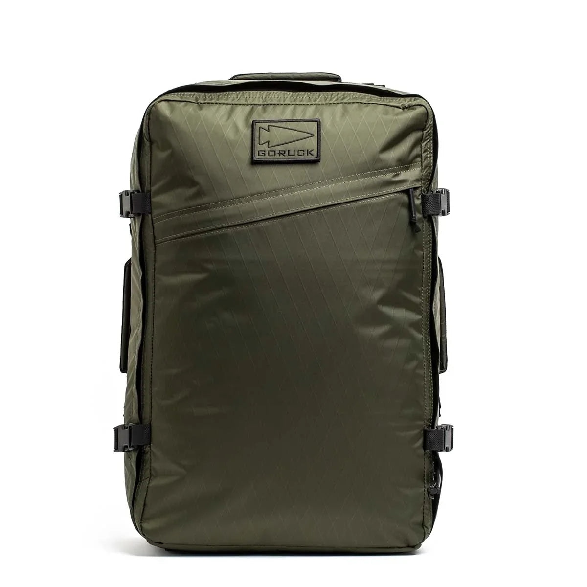 GORUCK durable dark green rucksack with sleek zippered pocket and secure clasps for rugged rucking adventures