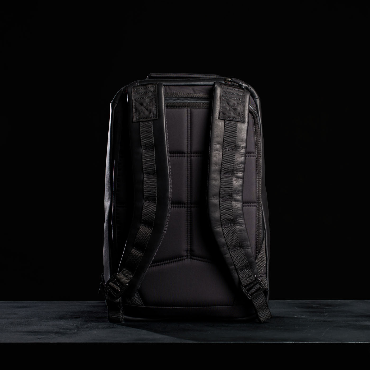 A black GR1 USA x Carryology - Berserker Viking backpack is shown from the back, highlighting its padded straps against a dark background.