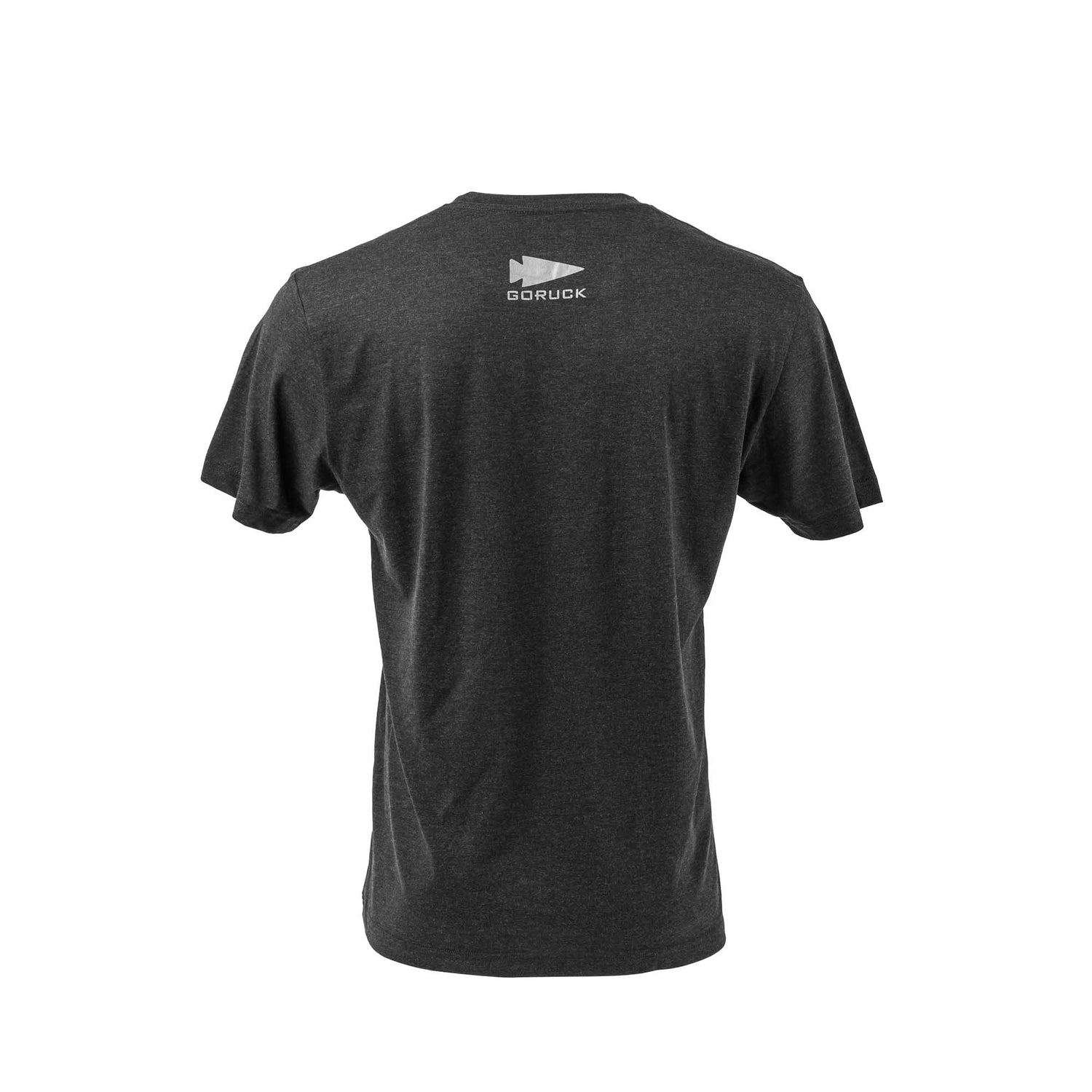 Back view of the Embrace the Suck Tee - Tri-Blend in dark gray, featuring a small white GORUCK logo and