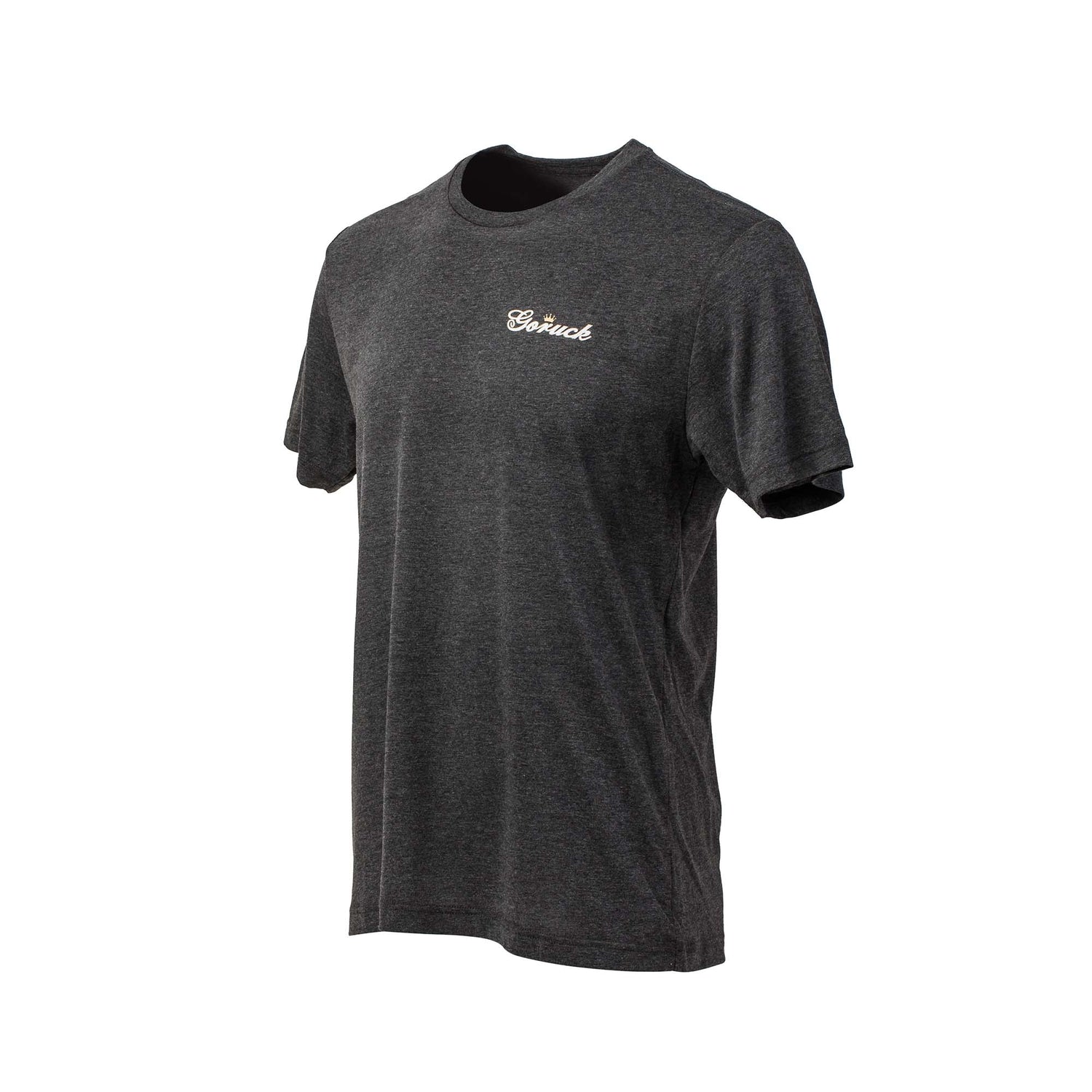 The GORUCK Bud Tee - Tri-Blend is a dark gray premium shirt with