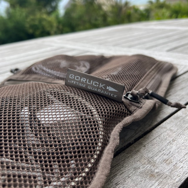 Close-up of the Wire Dopp - Waxed Canvas pouch with a