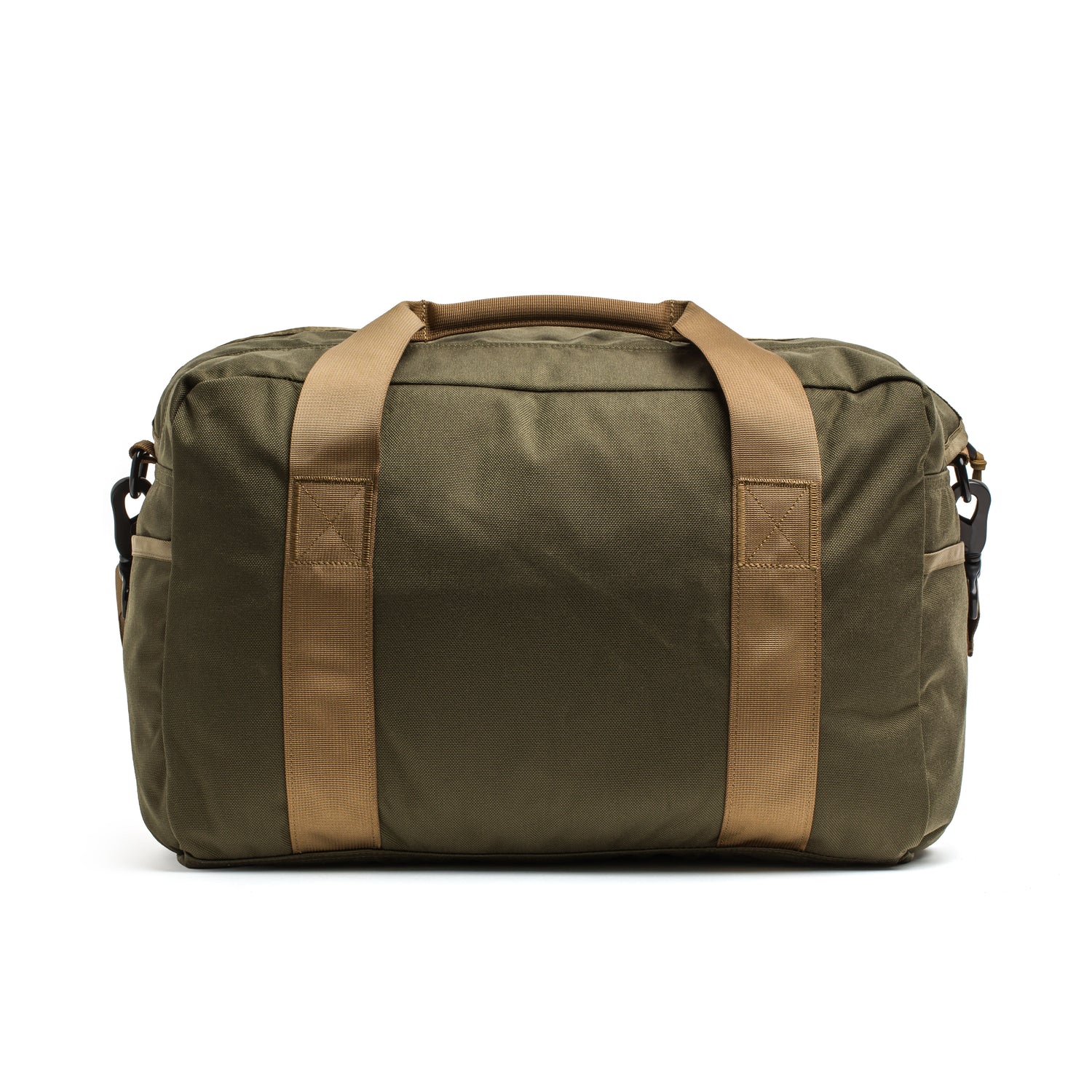 Olive green Kit Bag (Includes Shoulder Strap) with tan handles and a top zipper, displayed against a white background.