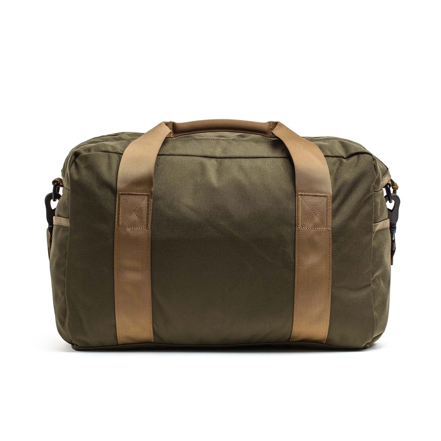 The Kit Bag (Includes Shoulder Strap) is shown from the front, featuring an olive green color with tan straps and a top handle against a white background.