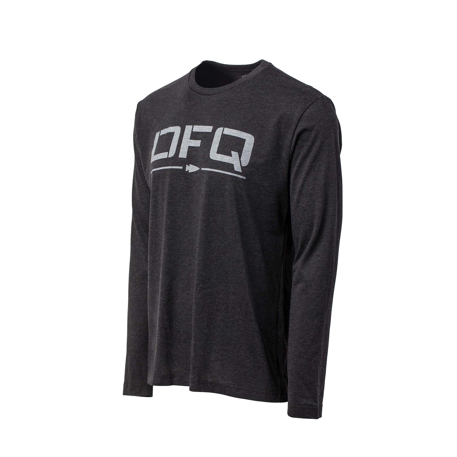 The Men's DFQ Long Sleeve - Tri-BlendX is a dark gray shirt with
