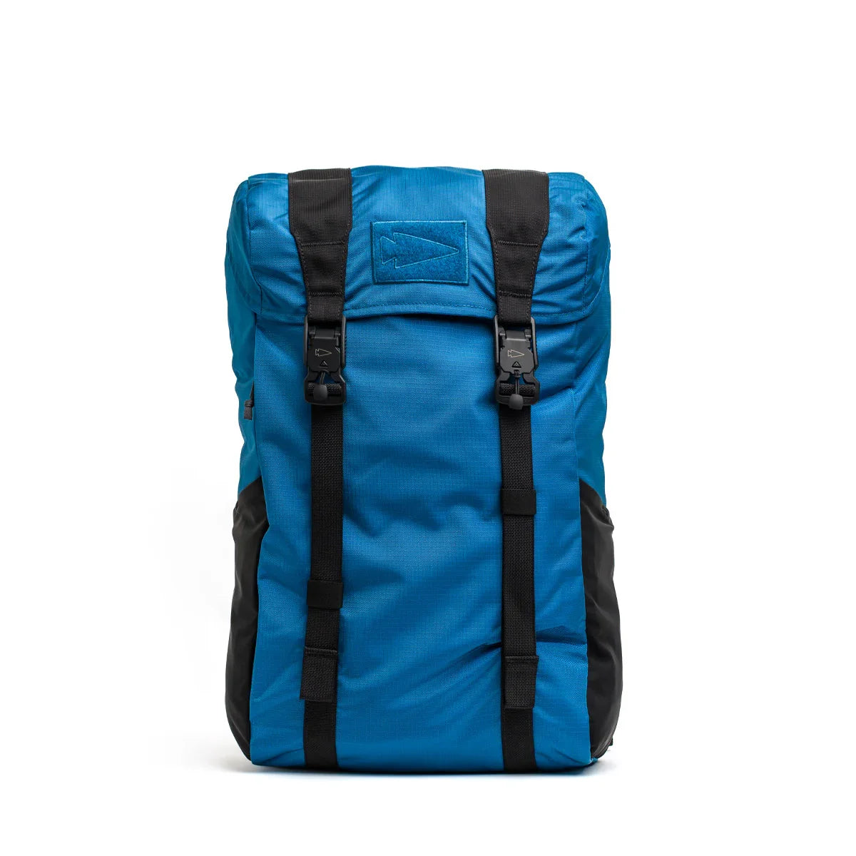 GORUCK dark blue rucksack backpack with topographic design, black straps, and rugged build