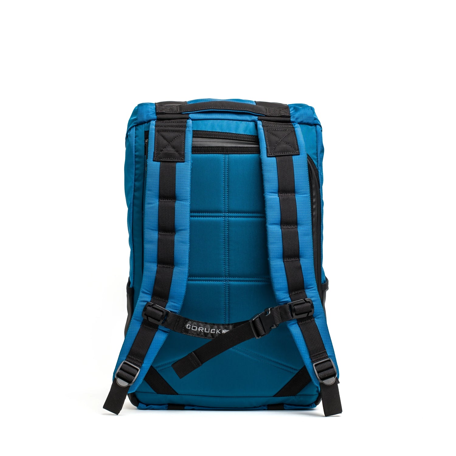 GORUCK Robic dark blue backpack with padded straps, rugged design, and grid-stitched back panel