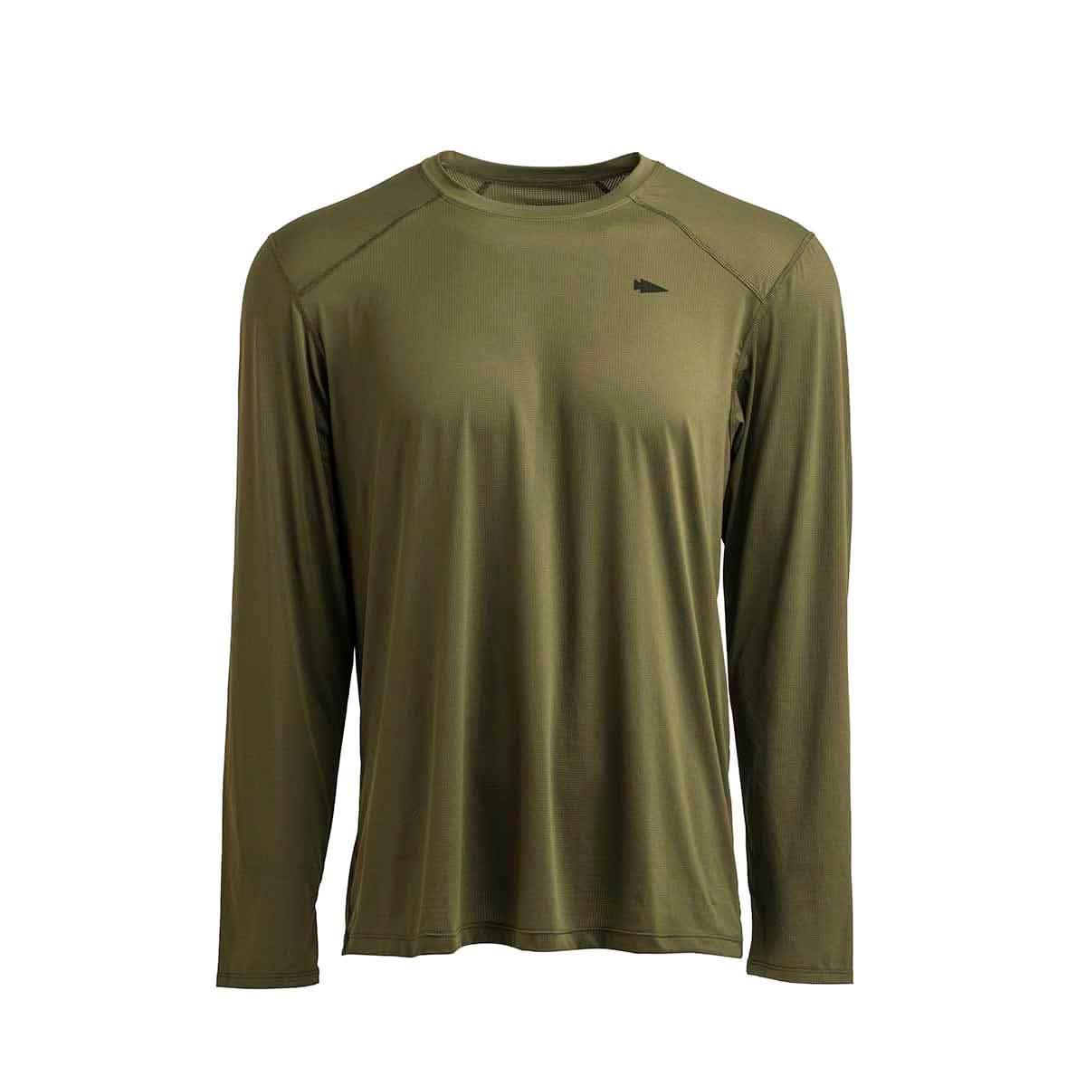 GORUCK men's olive long sleeve performance tee with thumbholes, lightweight and durable for rucking