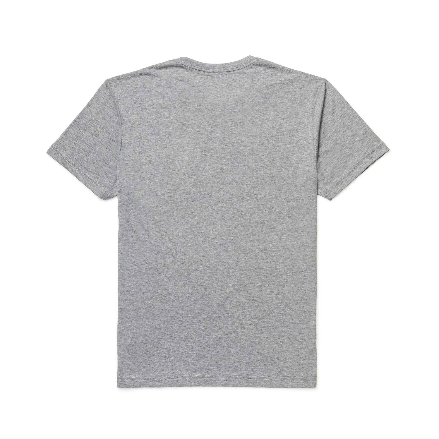 Men's Short Sleeve Pocket Tee - Tri-Blend in premium heather gray, displayed flat with the back side facing up.