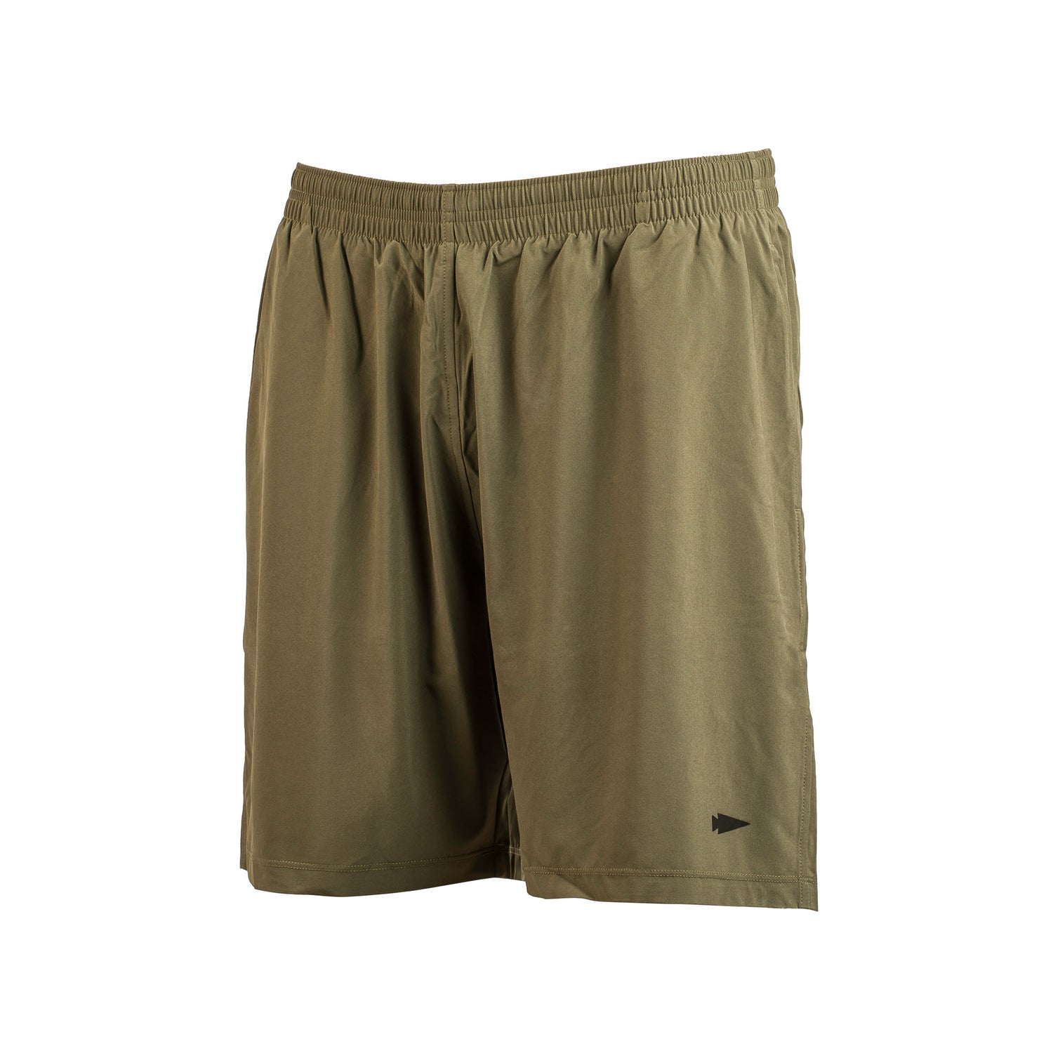 Men's Training Shorts - ToughStretch in olive green, featuring elastic waistband and a small black logo near the hem.