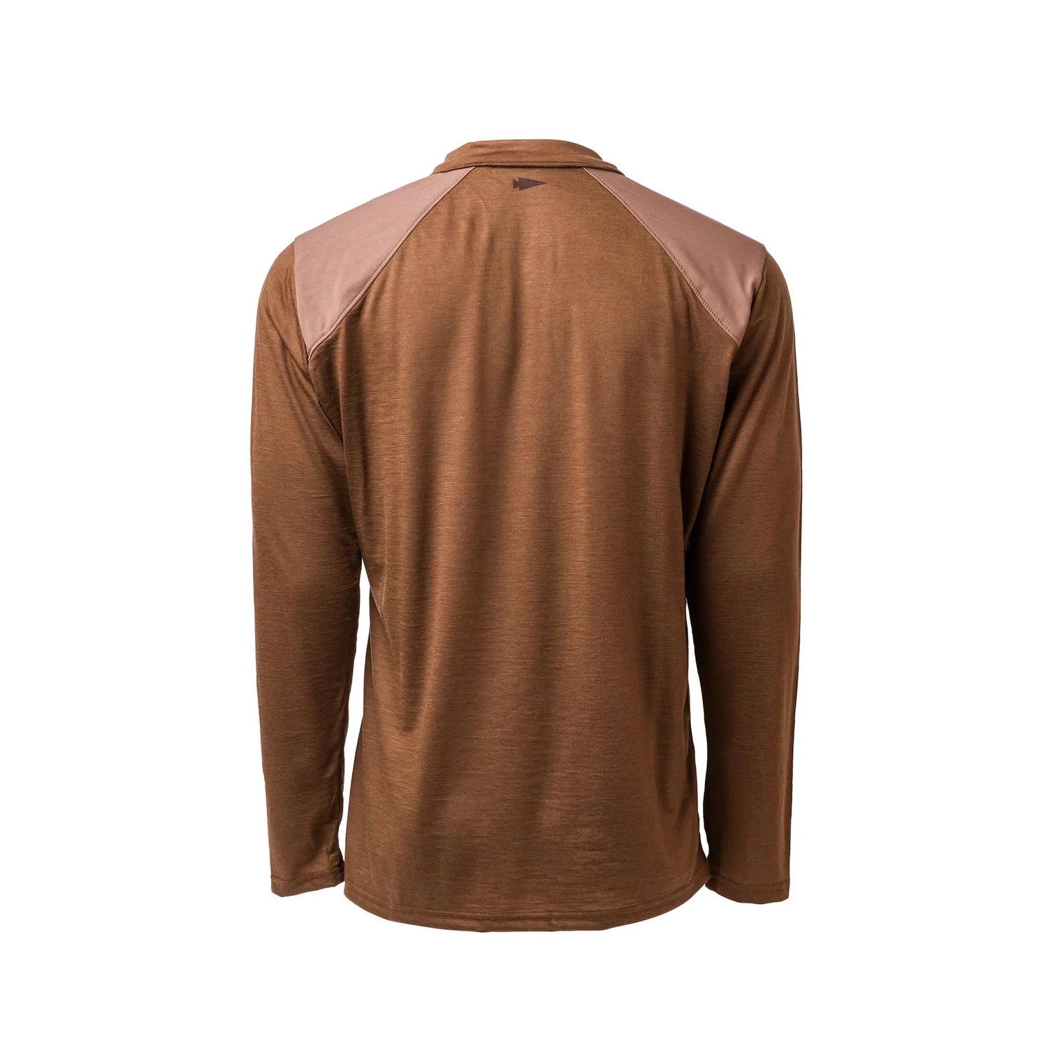 GORUCK Merino 1/4 Zip Java brown long sleeve shirt, rear view, size L, rucking gear