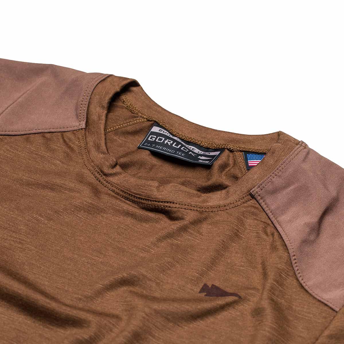 GORUCK brown Merino wool short sleeve shirt with reinforced shoulders