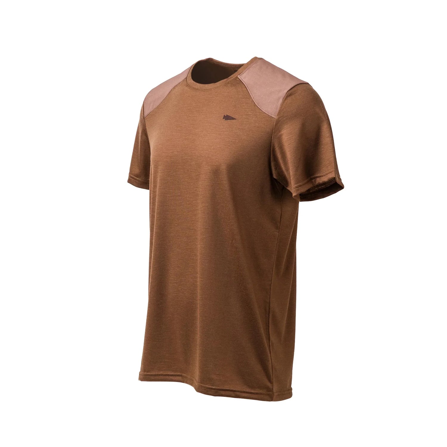GORUCK merino wool short sleeve brown shirt with reinforced shoulder panels