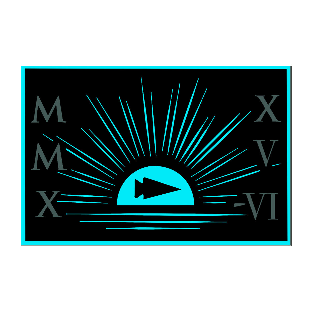 A blue sunburst with an arrowhead, Roman numerals MMXXVI surround it on a black background.
