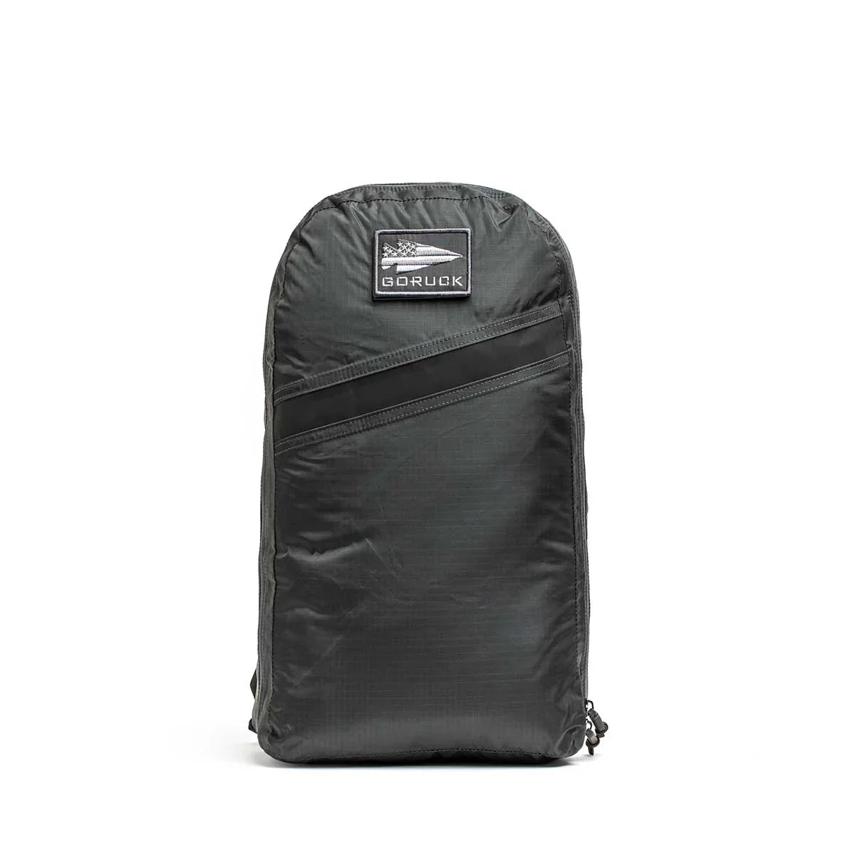 GORUCK Packable Bullet 15L backpack in armor grey, lightweight rucking gear with front logo patch