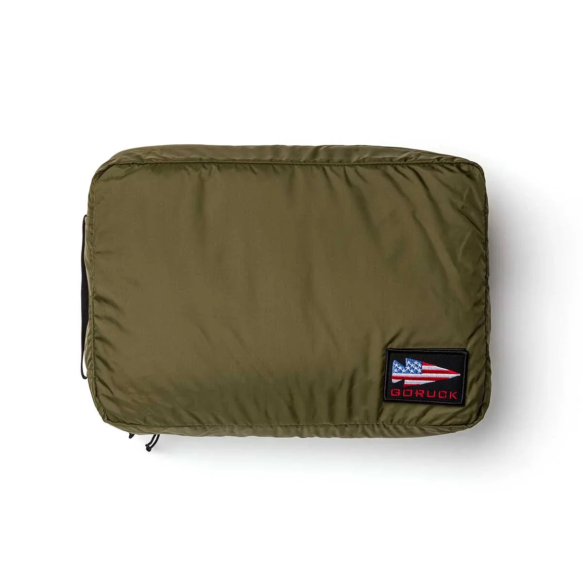 GORUCK Ranger Green 20L packing cube with logo patch on white background
