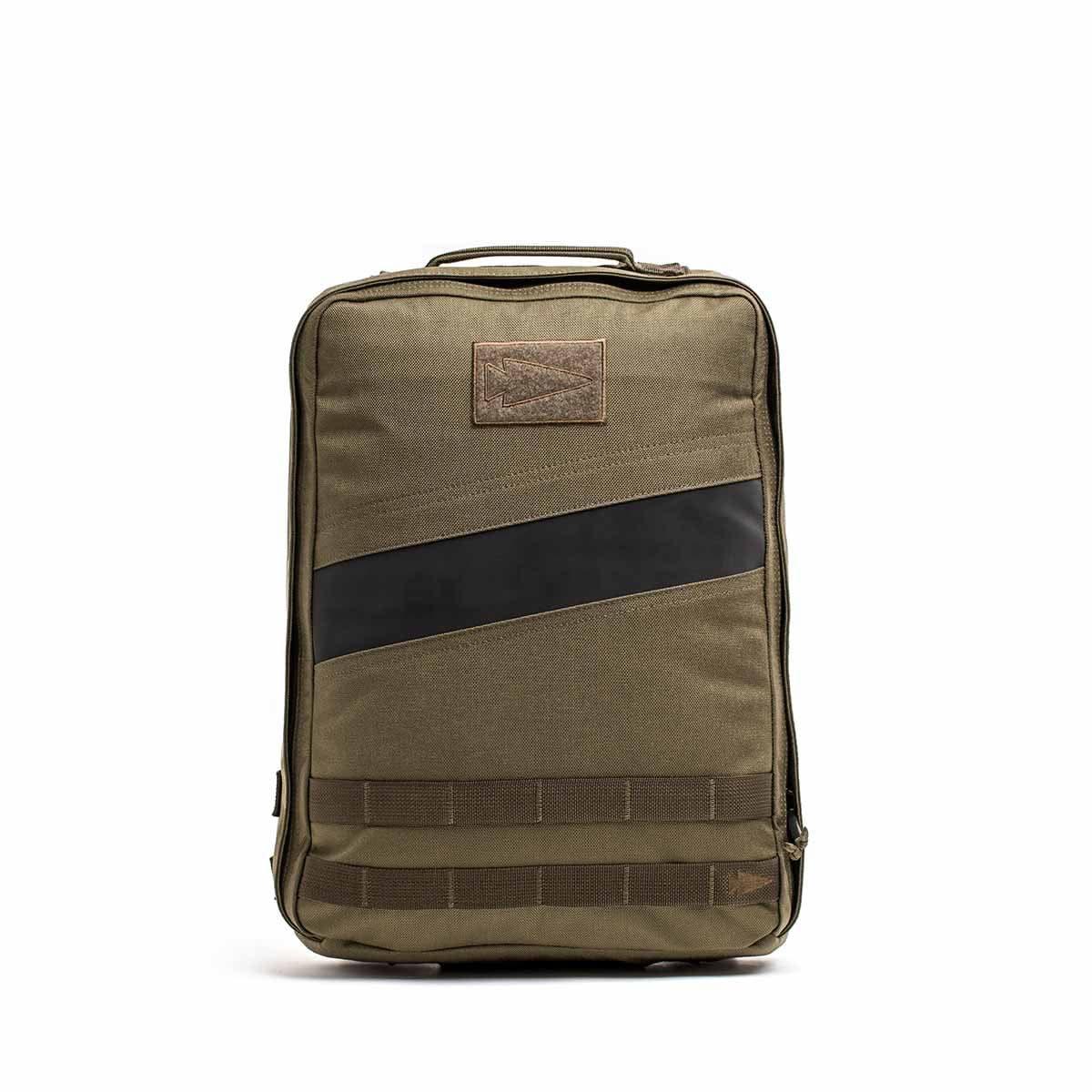 GORUCK 4.0 15L rucksack in ranger green with sternum strap and smaller hip belt, front view