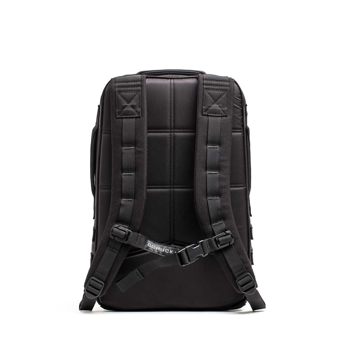 GORUCK black rucksack backpack back view with padded straps and sturdy construction