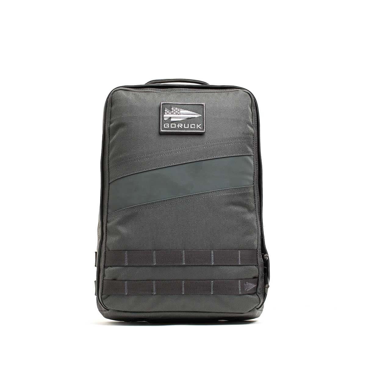 GORUCK Rucker 4.0 15L tactical rucksack in armor gray with black webbing and GORUCK logo patch