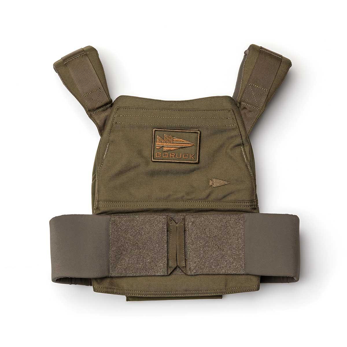 GORUCK Rucking Weight Vest in ranger green size L XL with padded shoulder straps and front logo patch