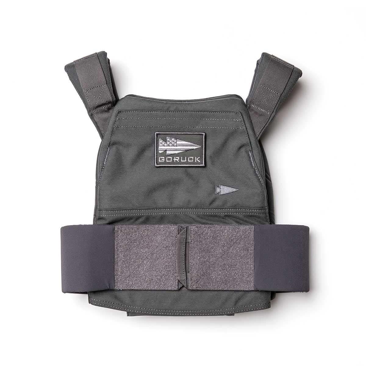 GORUCK rucking weight vest in armor grey with adjustable straps and logo patch