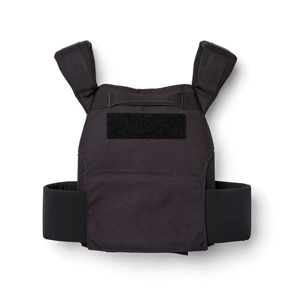 The Rucking Weight Vest is a black tactical vest with adjustable shoulder and waist straps, designed for rucking and compatible with Curved Ruck Plates, shown on a white background.