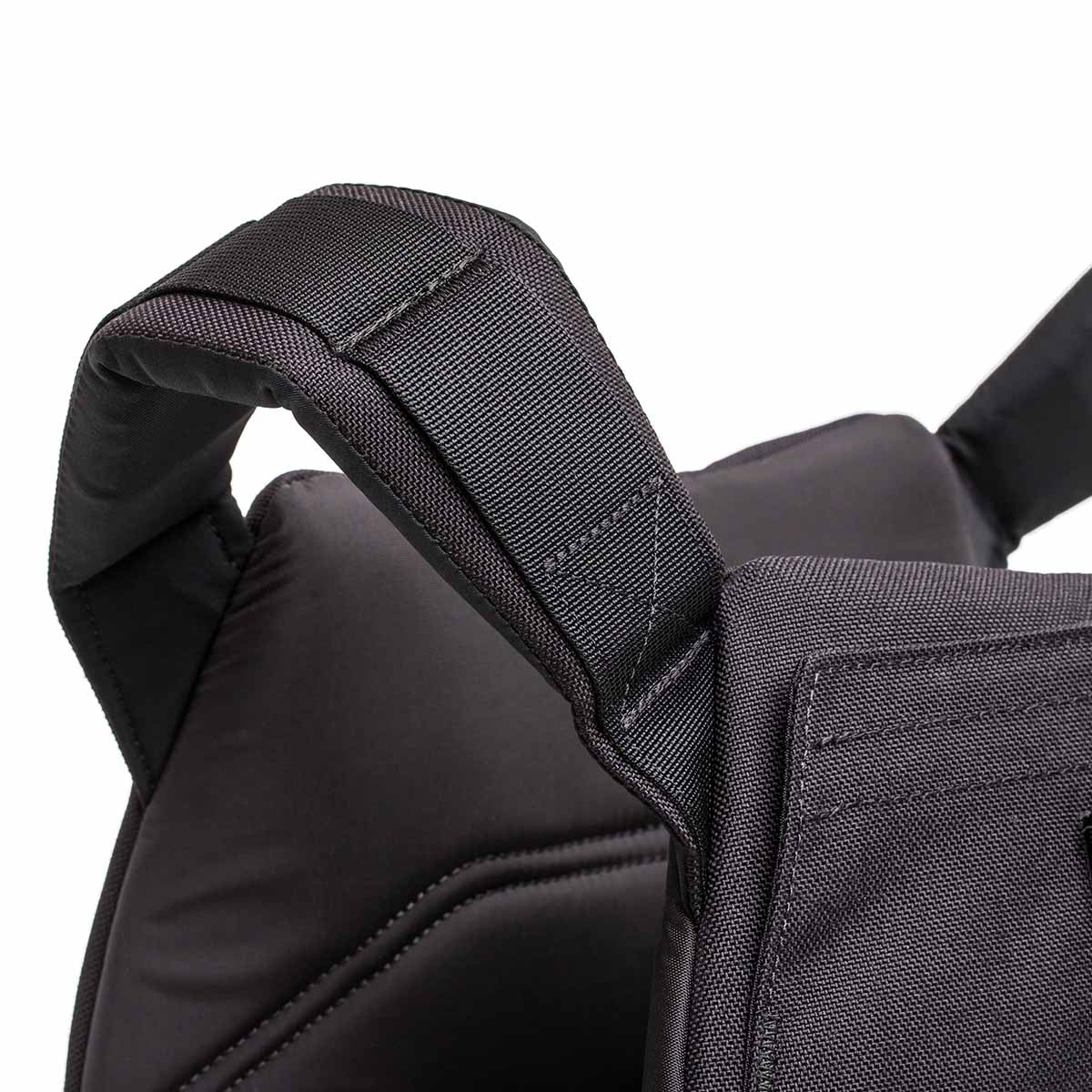 Close-up of the Rucking Weight Vest's padded black strap, perfect for rucking or adding resistance when used with Curved Ruck Plates.