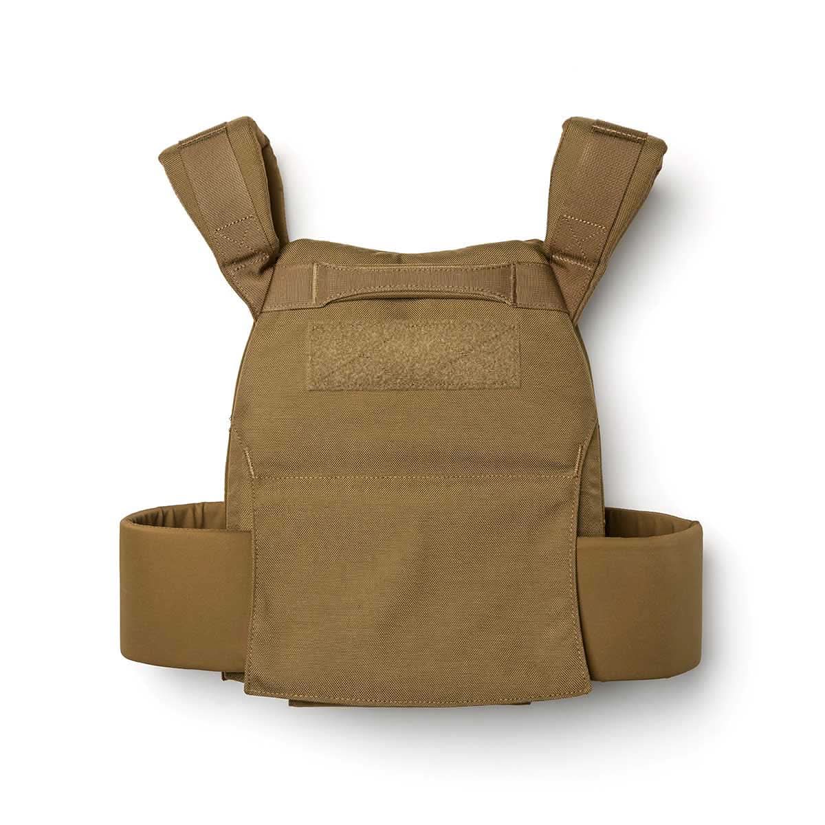The Rucking Weight Vest is a brown tactical plate carrier with adjustable shoulder straps and side panels, designed for use during rucking. Shown on a white background.