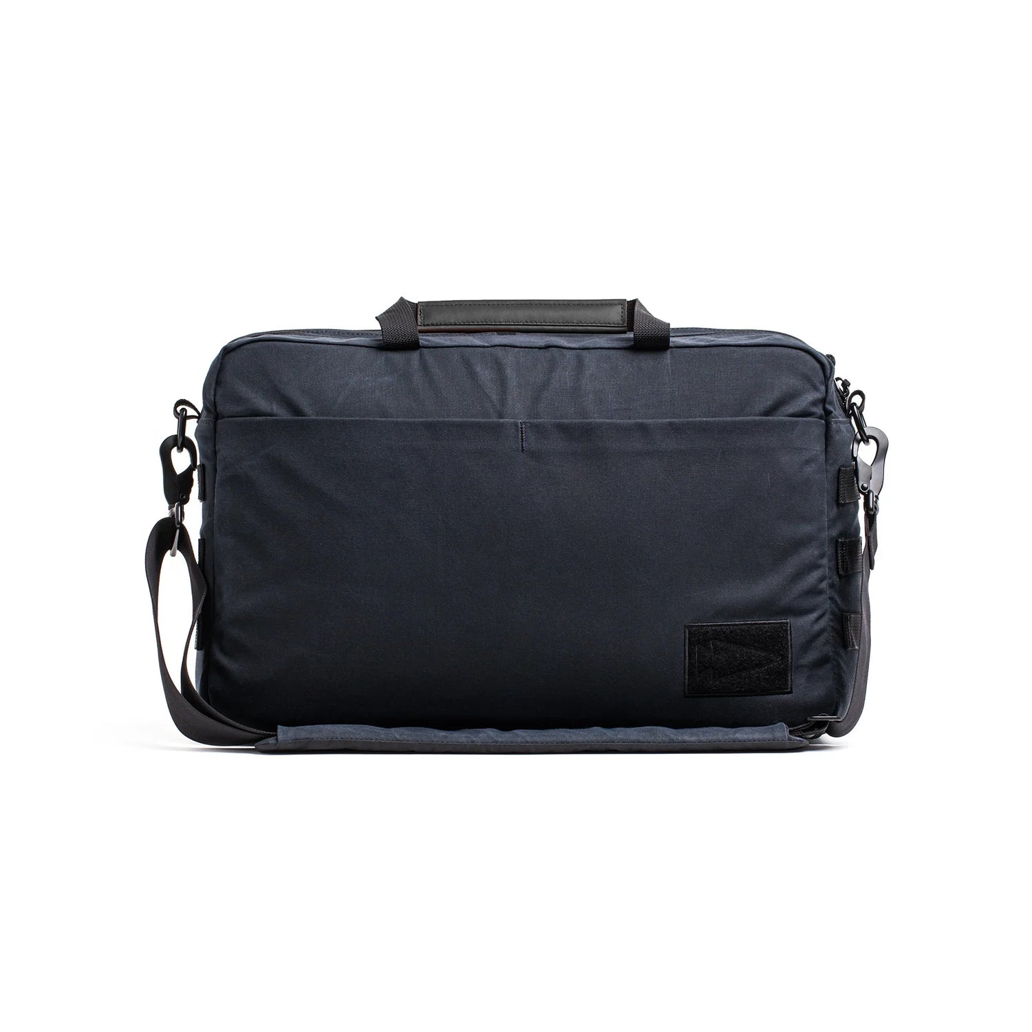 GORUCK black Heritage shoulder bag 15L with padded handle and adjustable strap on white background