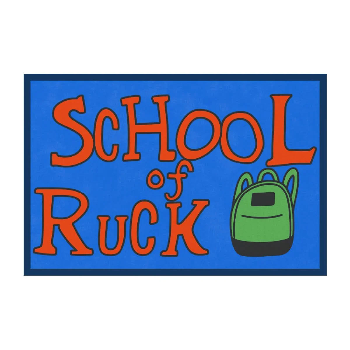Blue patch with bold orange text 'School of Ruck' and green rucksack graphic for GORUCK gear