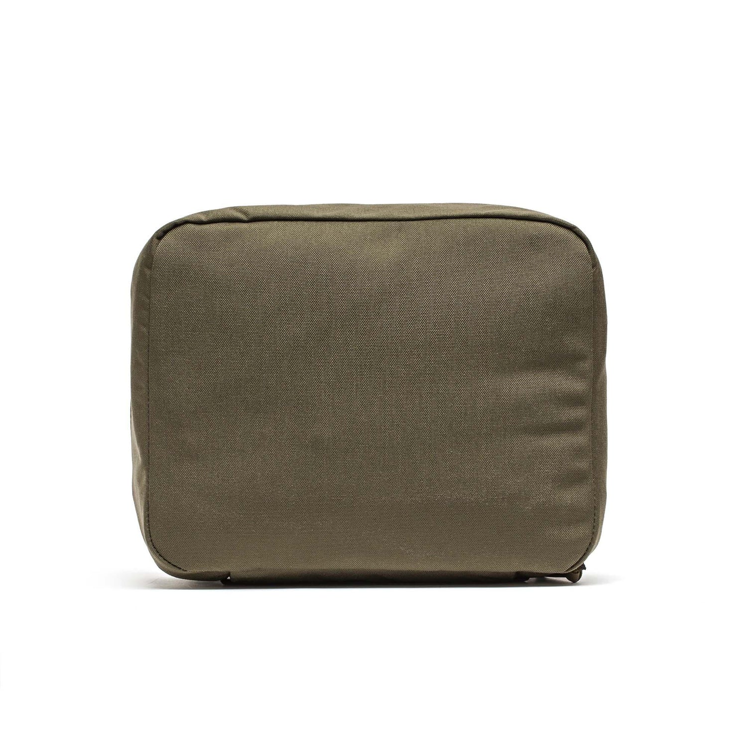The Shadow Pockets is an olive green rectangular Cordura pouch with a minimalist design, ideal as a gear organizer for streamlined rucksack organization. Shown against a white background.