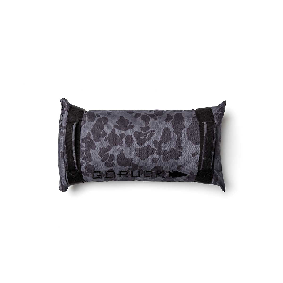 The Simple Training Sandbags are rectangular, camo-patterned sandbags with two black handles, perfect for sandbag workouts in your home gym, displayed on a white background.
